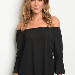 Black off the shoulder top